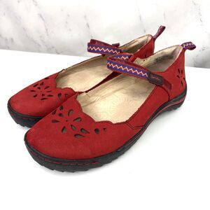 Jambu Blossom Brooks Red Mary Jane Flat Shoes Womens Size 7 M laser cut Retro